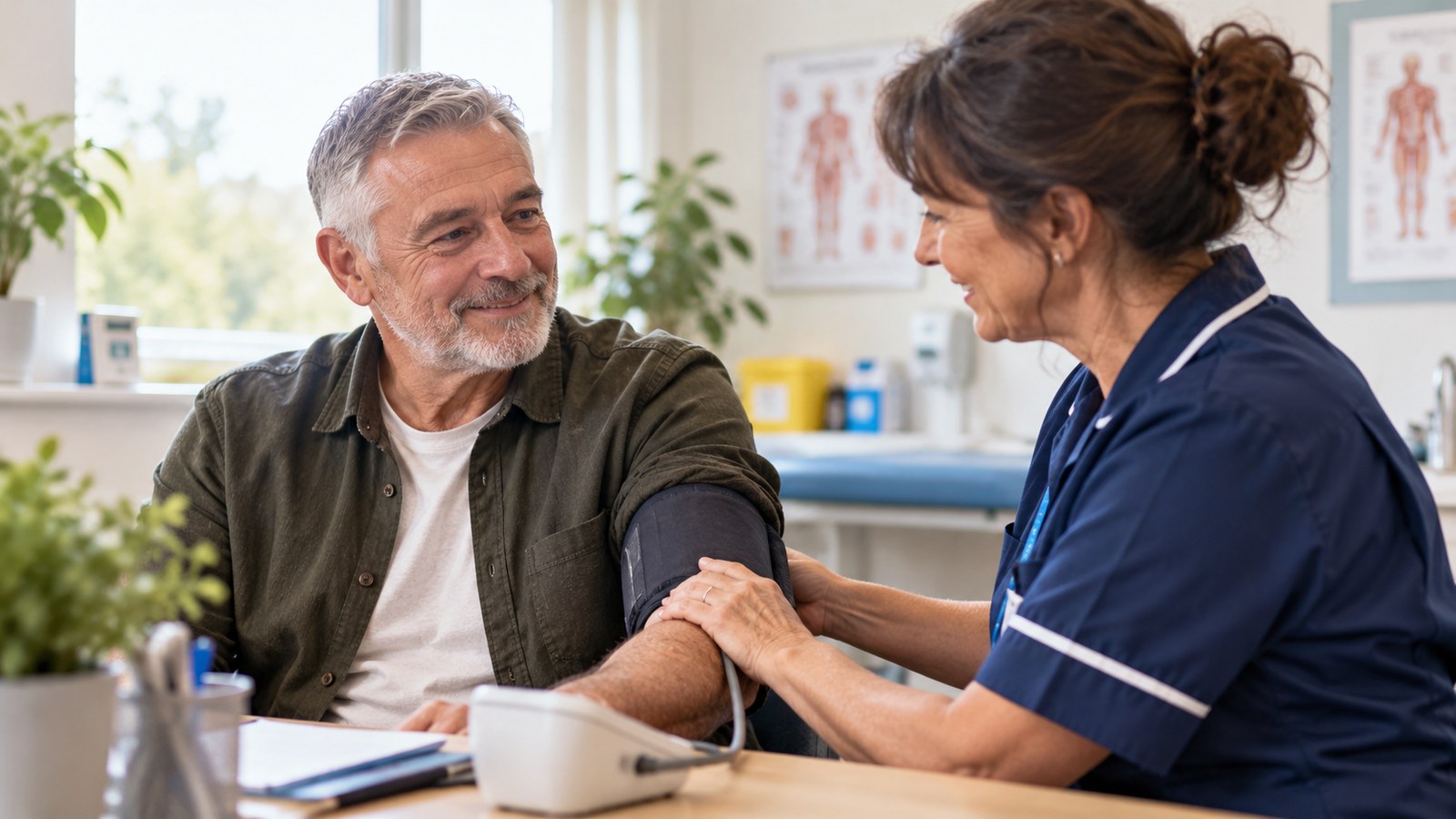 Healthcare professional carrying out a blood pressure check
